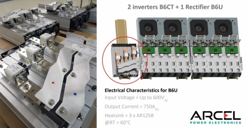 DC busbar connecting a B6CT inverter to a B6U rectifier 